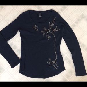 Navy Lucky Brand embellished thermal